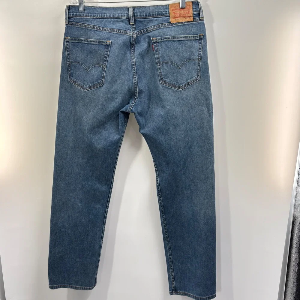 Levi's 505 Regular Fit Jeans Men's 34x32 (Tag 36x34) Blue Stretch Straight Denim
